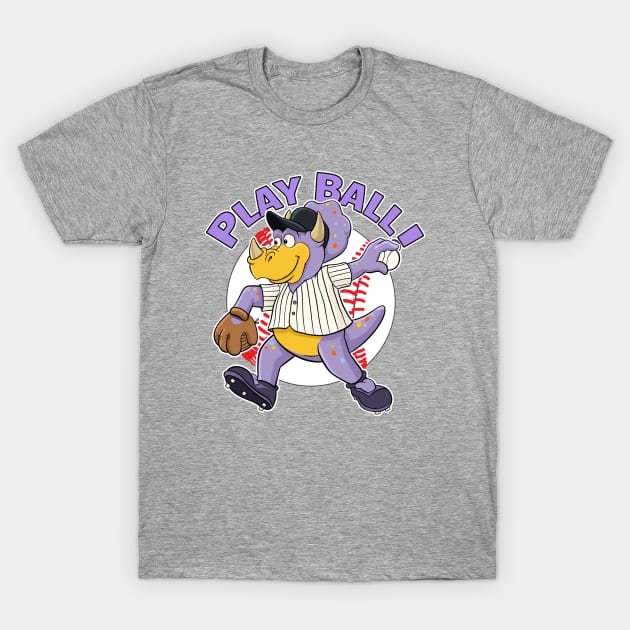 Play Ball!  Rockies Baseball Mascot Dinger T-Shirt by GAMAS Threads